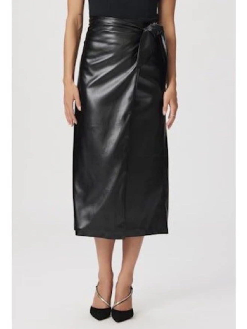 NWOT Paige Ogden Faux Leather Wrap Midi Skirt